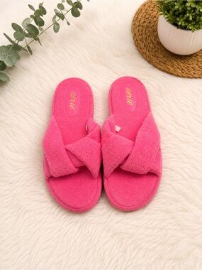 Cozy Pink Terry Knot Slide Slippers by aerie